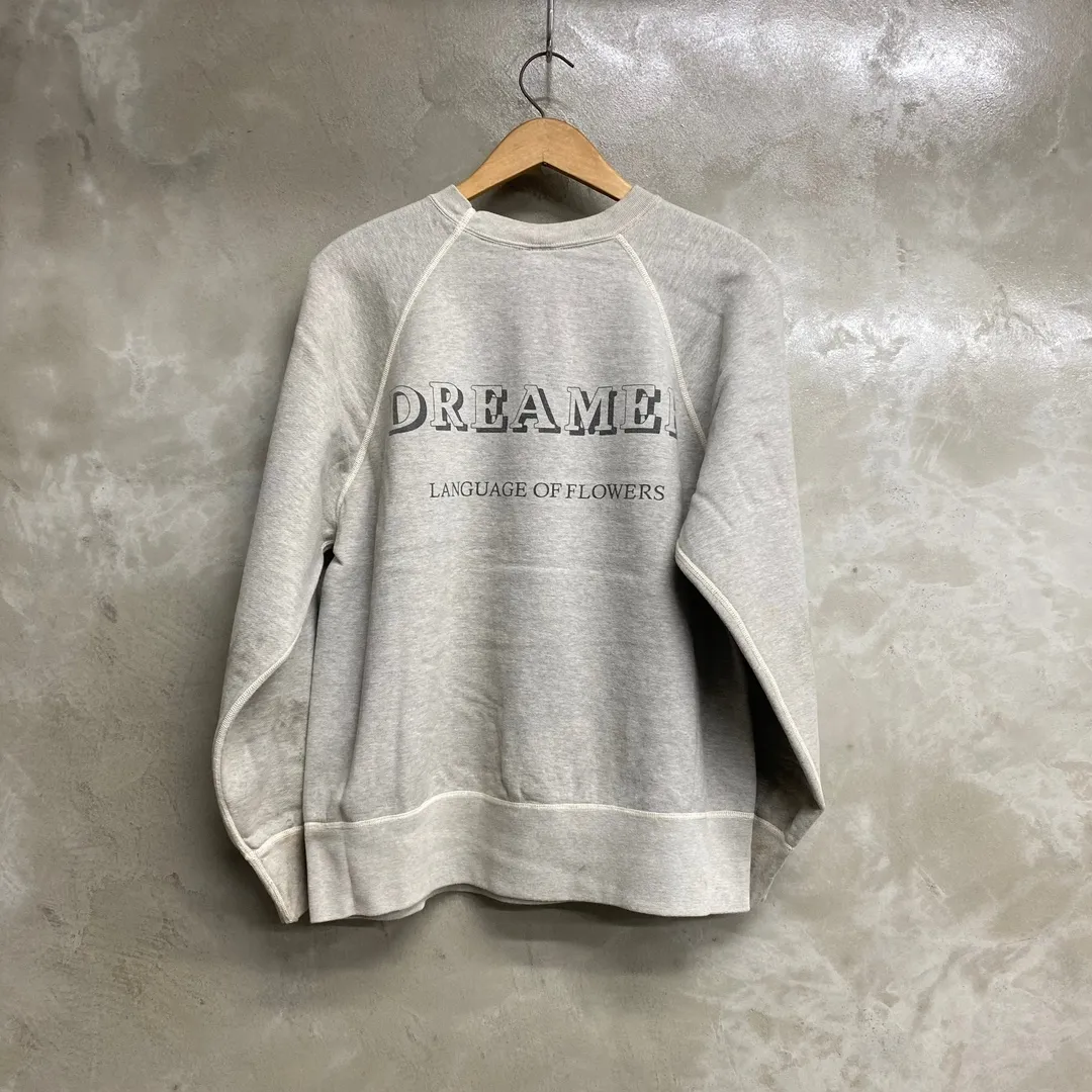SAINT Mxxxxxx 'FLOWER' CREW NECK SWEAT SHIRTS Floral Distressed Retro Sweatshirt Distressed Gray S-XL Big Factory Four-needle Six-Thread Boneless Stitching Process/Original Horn Sleeve Version Top Printing Process Authentic Level Re-Engraving Garment Washing and Distressing/Hand-worn Graffiti Treatment Original Consistent Fruit Label/Little Angel Anti-Counterfeiting Label